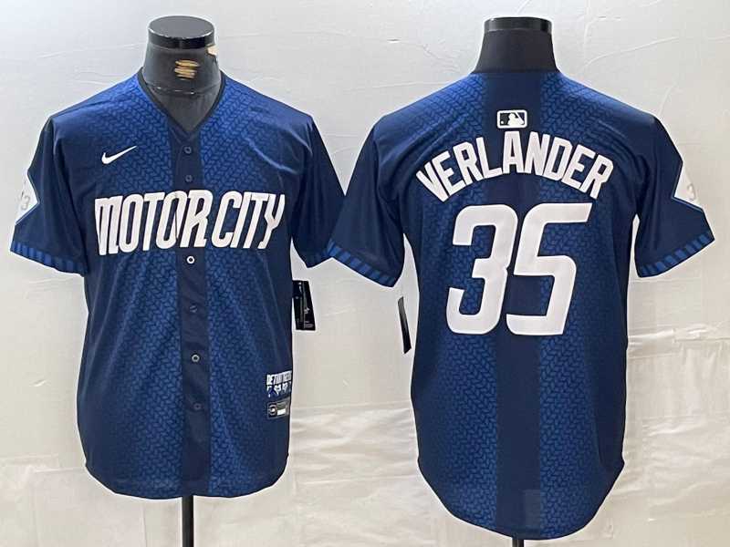 Men%27s Detroit Tigers #35 Justin Verlander Navy 2024 City Connect Cool Base Limited Stitched Jersey